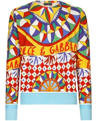 Dolce & Gabbana Geometric-print Silk Jumper - Orange