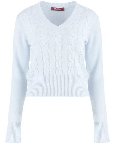 Max Mara Studio Cashmere V-neck Sweater - Blue