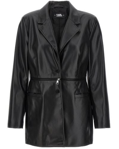 Karl Lagerfeld Recycled Leather Blazer Blazer And Suits - Black