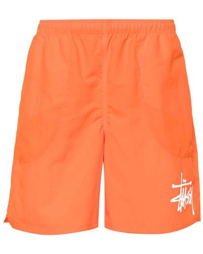 Stussy Logo Nylon Shorts - Orange