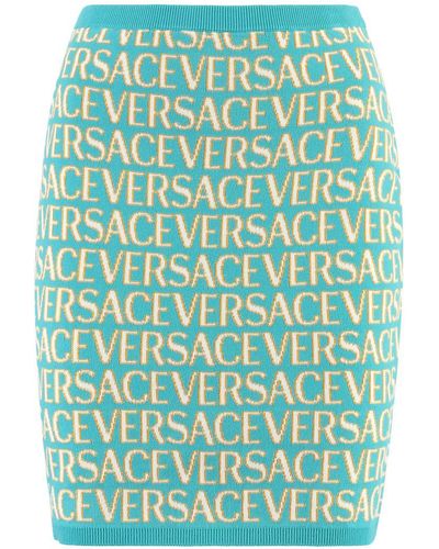 Versace Knitted Mini Skirt - Blue