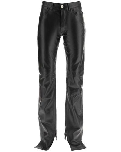 The Attico High Waist Leather Pants - Black