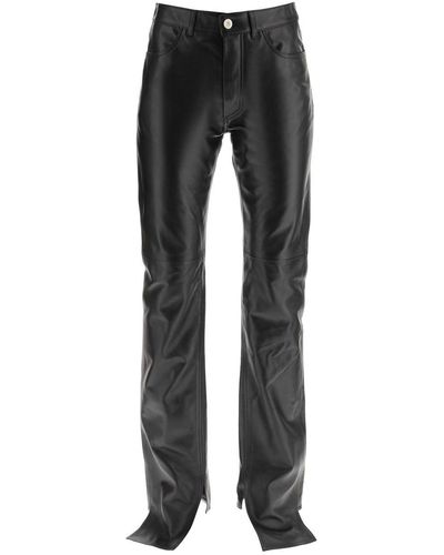 The Attico High Waist Leather Trousers - Black