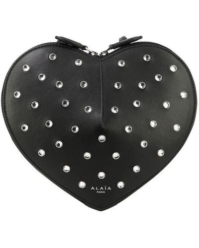 Alaïa Le Cœur Leather Crossbody Bag - Black