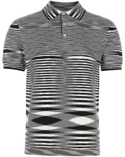 Missoni Tie-dye Print Cotton Polo Shirt - Gray