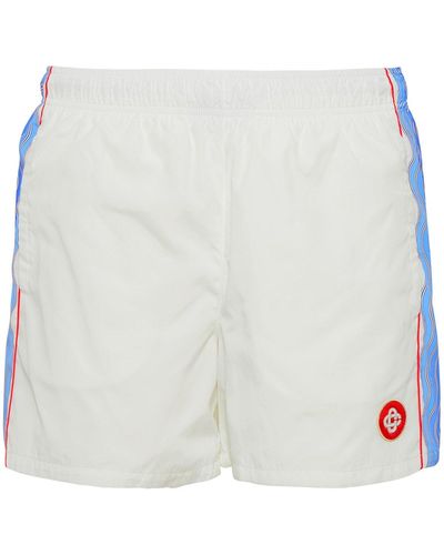 Casablancabrand White Cotton Blend Sporty Bermuda Shorts