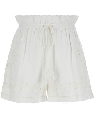Twin Set Shorts With Drawstring And Embroideries - White