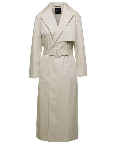 Theory Double- Breasted Trench Coat - White