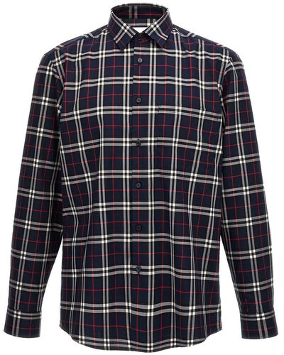 Burberry Alexander Plaid Regular Fit Shirt - Blue