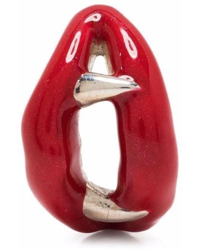 Yohji Yamamoto Enamelled-lips Earrings - Red