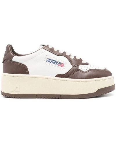 Autry 'Medalist' Two-Tone Leather Platform Sneakers - White