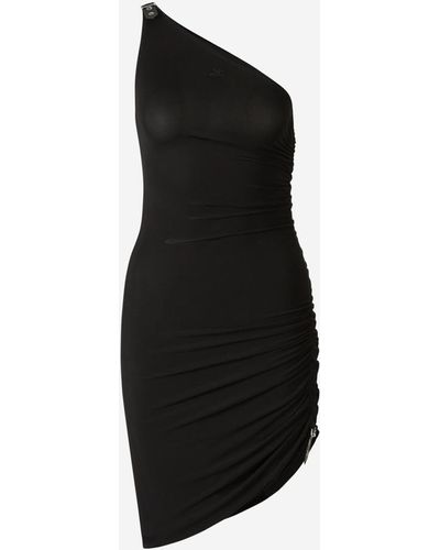Courreges Asymmetrical Crepe Midi Dress - Black
