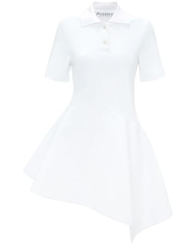 JW Anderson Polo-collar Cotton Asymmetric Dress - White