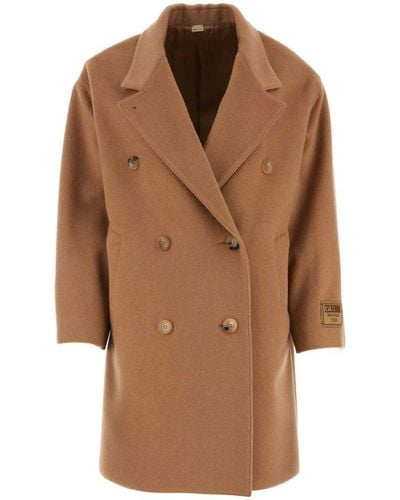 Gucci Camel Coat With Embroidered Label - Brown