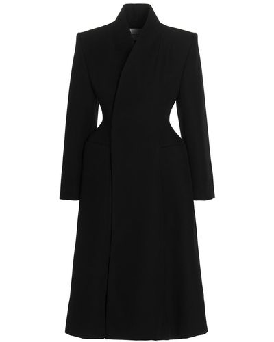 Balenciaga Waisted Maxi Coat Coats, Trench Coats - Black