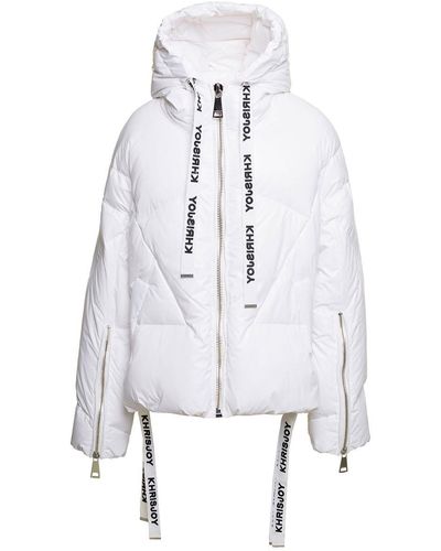 Khrisjoy White 'puff Khris Iconic' Oversized Down Jacket With Hood In Polyester Woman