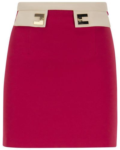 Elisabetta Franchi Double Stretch Crepe Miniskirt - Pink