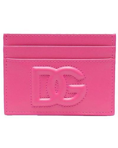 Dolce & Gabbana Dg Logo Leather Card Holder - Pink