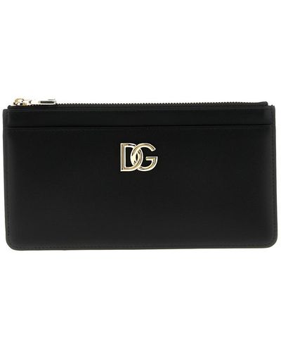 Dolce & Gabbana Logo Leather Cardholder Wallets, Card Holders - Black
