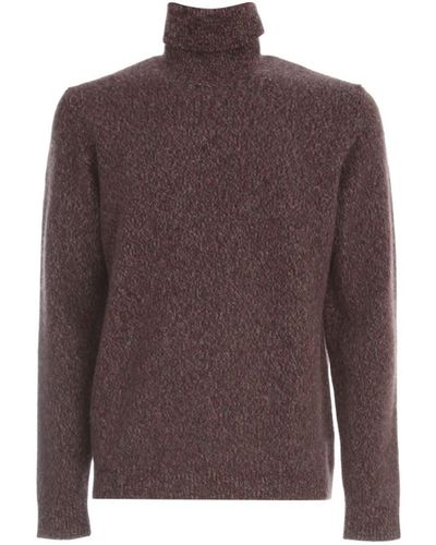 Roberto Collina Cashmere Sweater L/s Turtle Neck Mouline Clothing - Brown