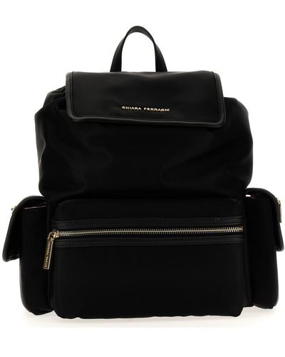Chiara Ferragni Logo Nylon Backpack Backpacks - Black