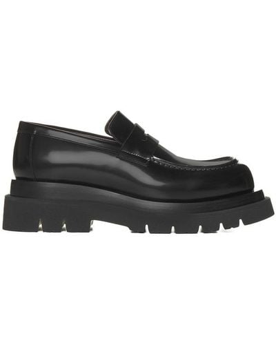 Bottega Veneta Lug Leather Loafers - Black