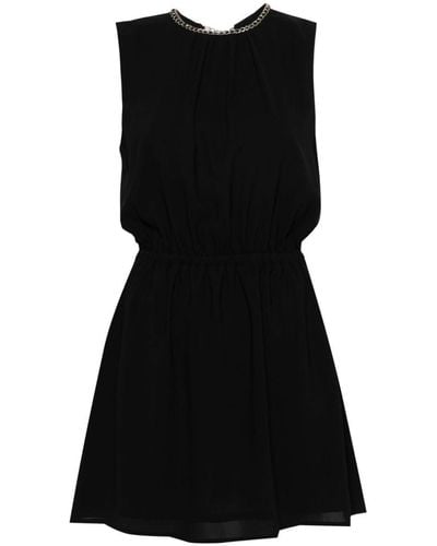 Liu Jo Short Cut-Out Dress With Chain And Ruches - Black