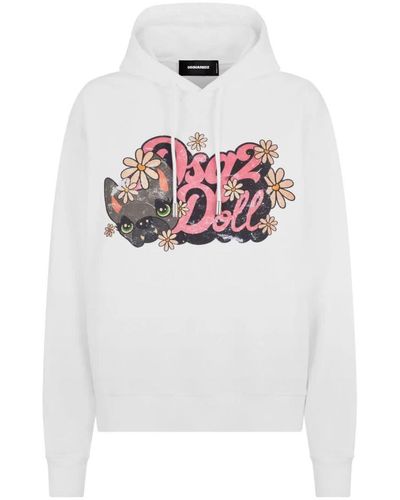 DSquared² Hilde Doll Cool Fit Hoodie - White