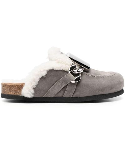 JW Anderson Buckle-detail Suede Loafers - Grey