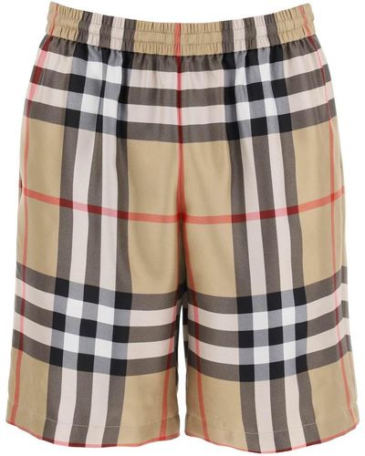 Burberry Bradeston Shorts In Check Silk - Multicolor