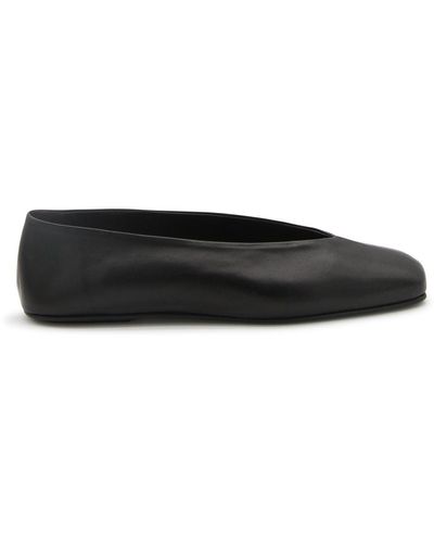 The Row Leather Eva Ballerina Shoes - Black