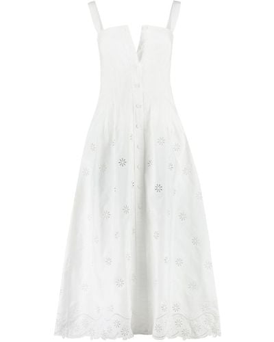 Chloé Poplin Midi Dress - White