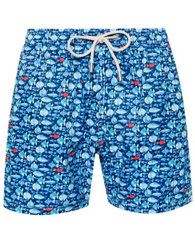 Mc2 Saint Barth Fish-print Swim Shorts - Blue
