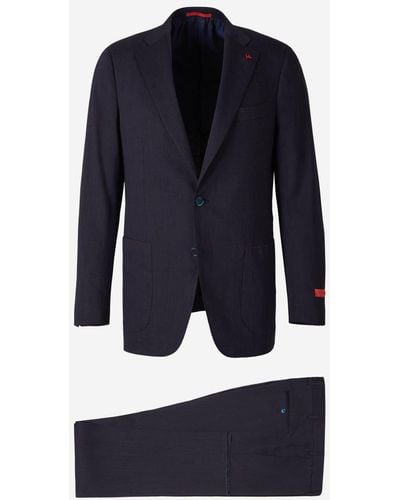 Isaia Suit "gregory" In Wool - Blue