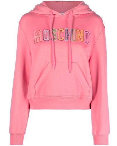 Moschino Embroidered-logo Hoodie - Pink