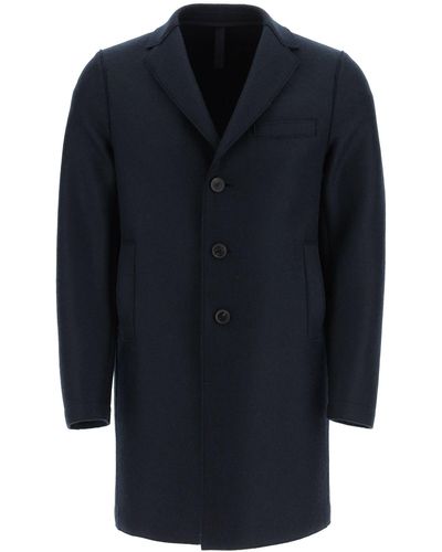 Harris Wharf London Regular Coat In Pressed Wool - Blue