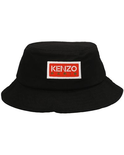 KENZO Raffia Logo Bucket Hat - Black