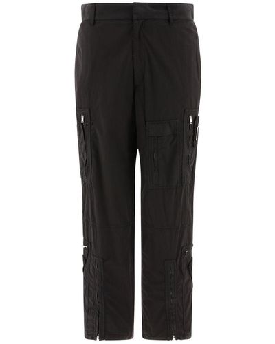 Givenchy Poplin Trousers With Multi Zipped Pockets - Black