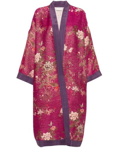 Pierre Louis Mascia Printed Silk Kimono Jacket - Red