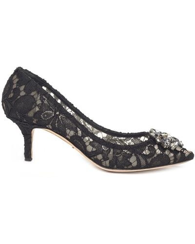 Dolce & Gabbana Embellished Canvas Court Shoes - Metallic
