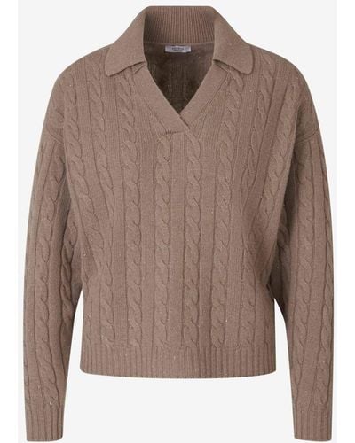 Peserico Cable Knit Sweater - Brown