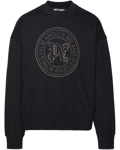 Palm Angels 'Milan Stud' Cotton Sweatshirt - Black