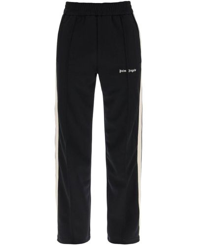 Palm Angels Contrast Band Sweatpants With Track In - Black