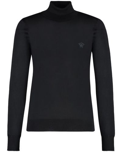 Versace Wool Blend Turtleneck Sweater - Black