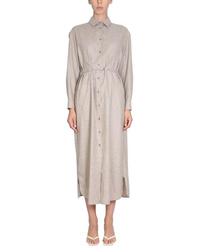 Aspesi Wool Blend Shirt Dress - Natural