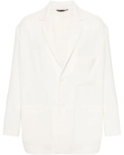Giorgio Armani Single-breasted Canneté Jacket Clothing - White
