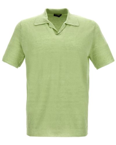 Roberto Collina Linen Piquet Polo Shirt - Green