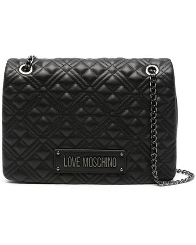 Love Moschino Logo-plaque Quilted Shoulder Bag - Gray
