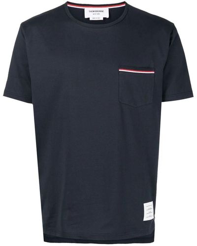Thom Browne T-Shirt With Pocket - Blue