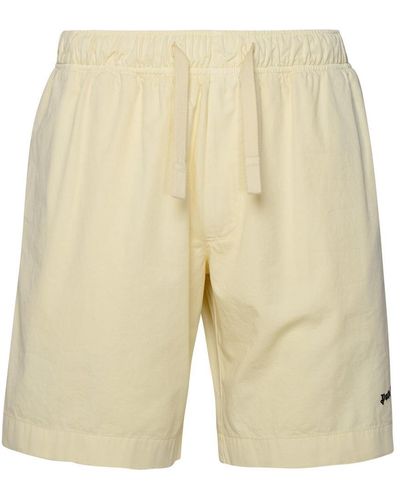Palm Angels Ivory Cotton Bermuda Shorts - Natural
